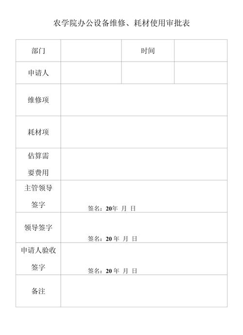 农学院办公设备维修,耗材使用审批表模板.doc
